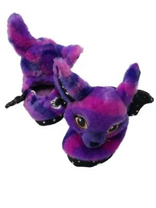Girls Purple Bat Build A Bear Slippers Sparkle Star Halloween Shoes - Picture 1 of 1
