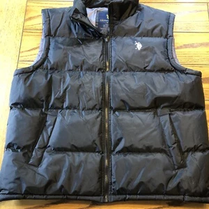 US Polo Assn Men Vest XL Black Embroidered Pony Full Zip Polyester Puffer - Picture 1 of 5