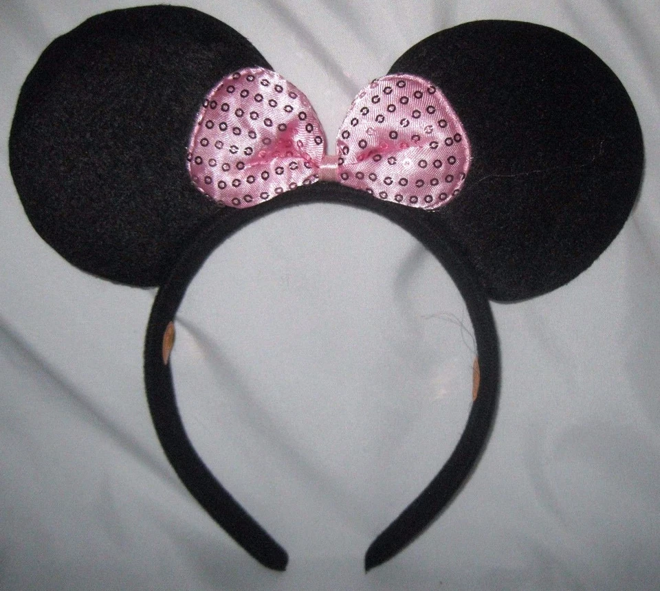 ЧЕРНЫЙ MINNIE MOUSE УШИ LITE РОЗОВЫЙ БЛЕСТКАМИ ГАЛСТУК-БАБОЧКА ПОВЯЗКИ НА ГОЛОВУ КАРНАВАЛЬНЫЙ КОСТЮМ - Изображение 1 из 1