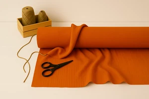 Orange Cotton-Linen Fabric by the Yard – Solid Textile for Apparel & Décor - Picture 1 of 10