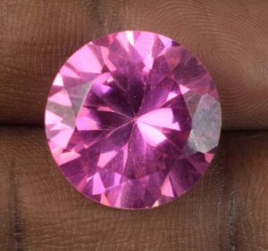 Zircone rosa cambogiano naturale 39,80 ct 18 x 18 mm pietra preziosa rotonda certificata E2619 - Foto 1 di 11