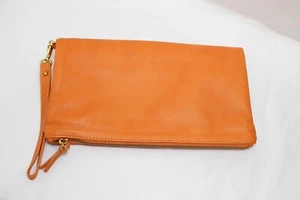 Alberta di Canio Supersized Orange Conv Genuine Leather Clutch/Wristlet - Picture 1 of 6
