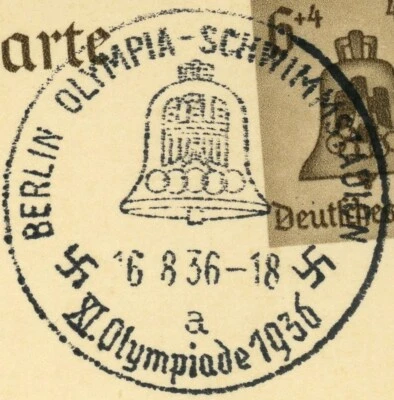 German 1936 Summer Olympics #P259 Berlin Stadium Stationery Closing Day Postmark - Image 1 of 2