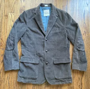 Blazer sportivo J Crew vintage in corda uomo giacca velluto a coste marrone medio toppa gomito - Foto 1 di 14