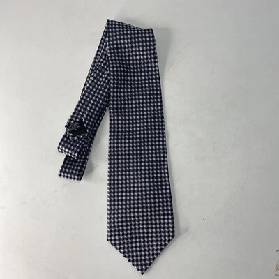 Corbata Geoffrey Beene blanca y negra a cuadros de seda para hombre día del padre Foto 1 de 4