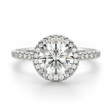 1.56 Ct Round Cut Natural Diamond Engagement Ring 14K White Gold Size 6.5 7 8 9