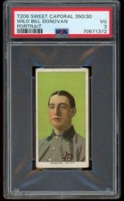 1909-1911 T206 Sweet Caporal WILD BILL DONOVAN Tobacco Baseball Card PSA 3 VG