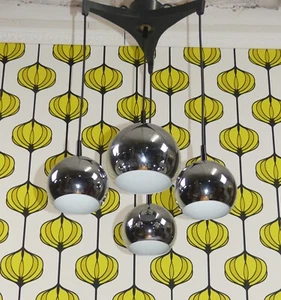 1970er Jahre Chrom Kaskadenlampe 4 Kuppeln 60cm Deckenleuchte space age sputnik - Bild 1 von 8