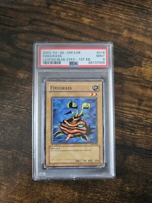 PSA 9 Fire Grass LOB-018 1st Edition Yu-Gi-Oh! Mint 2002 - Bild 1 von 2