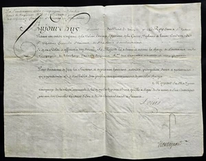 KING LOUIS XV SIGNED LIEUTENANT NOMINATION IN ROYAL REGIMENT OF CRAVATES 1772 - Picture 1 of 9