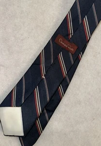 Oscar de la Renta Krawatte 100% Seide Burgund Blau Streifen Designer Vintage - Bild 1 von 4