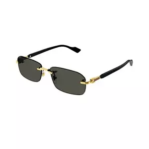 Gucci Sonnenbrille GG1221S 001 gold schwarz dunkelgraue Gläser rechteckig randlos - Bild 1 von 8