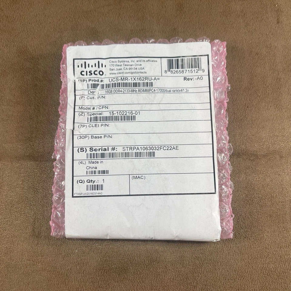 *New* Cisco UCS-MR-1X162RU-A 16GB PC4-17000 DDR4-2133 Server Memory Module - Image 1 of 1