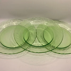 PYREX - FESTIVA SWIRL - GREEN - SALAD PLATES - 7.5" SET OF 3 - USA glass - Picture 1 of 4