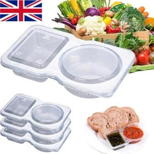 5-15x Double Compartment Condiment Containers with Lids Reusable Seasoning To Go - Picture 1 of 24