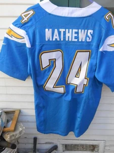 SAN DIEGO CHARGERS RYAN MATHEWS # 24 BLUE & WHITE FOOTBALL JERSEY SZ LRG(44 NIKE - Picture 1 of 3