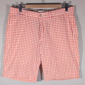 Polo Ralph Lauren Suffield Shorts 33 Orange White Gingham Check Preppy 9” Inseam - Picture 1 of 8