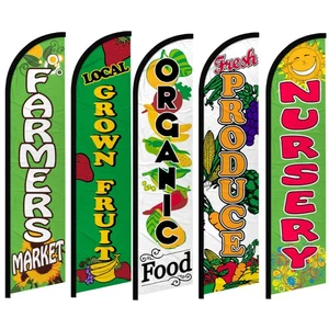 Farmer's Market Produce Variations Windless Full Sleeve Advertising Banner Flags - Picture 1 of 8