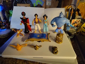Vintage Disney Aladdin Action Figure Lot Toy 1992 Genie Jasmine Jafar Abu Carpet - Picture 1 of 17