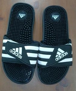Adidas Sandals Mens 7 Adissage Slide Black Comfort Open Toe Casual Flats 078260 - Picture 1 of 13