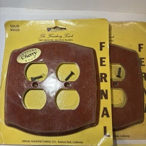 2 Fernal Solid Wood Double Gang Plug Solid Hardwood Switch Plate Genuine Cherry - Picture 1 of 6