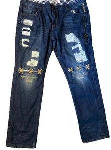 Born Fly Mens Pants Size 44 100% Cotton  Distressed Blue Jeans USA 2002 - Picture 1 of 14