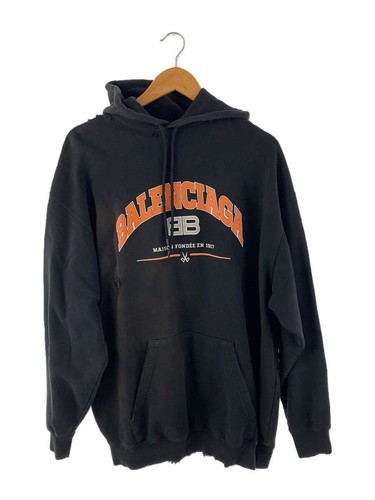 BALENCIAGA Felpa con cappuccio e zip XS cotone nero usata