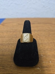 Ring Men's Signet Ring Brass Vintage 60's Size 10.5 READ DESCRIPTION MARKED - Picture 1 of 10