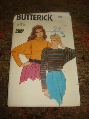 Vtg EASY Pattern Butterick 4622 Shirts BATWING Dolman Sleeves Sz 8 10 12  UCFF - Image 1 of 3