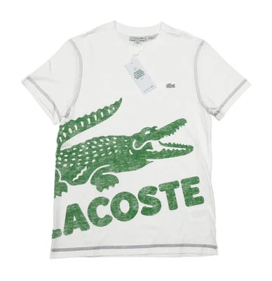 Lacoste Men's White Large Graphic Logo Print Regular Fit Short Sleeve T-Shirt - Image 1 of 4