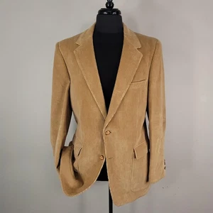 Vintage Sears Blazer Sport Coat Mens 42L Tan Corduroy 2 Button Patch Pockets - Picture 1 of 17