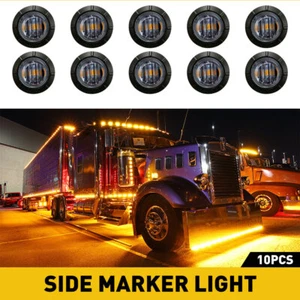amber 10X 3/4" Side Marker Lights LED Truck Trailer Round Side Bullet Light EXD - Picture 1 of 10
