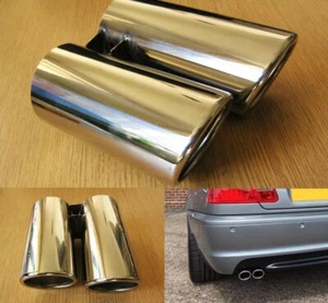 Auspuffblende Doppelendrohr für BMW E46 Ci Edelstahl Chrom 60mm Endrohr KFZ - Picture 1 of 7