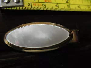 MR. TARA TIE CLASP GOLD TONE w/ MOTHER OF PEARL INSET - Picture 1 of 3