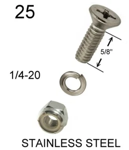 1/4-20 x 5/8" Stainless Steel Phillips Flat Head Countersunk Machine Screws 25 - Foto 1 di 5