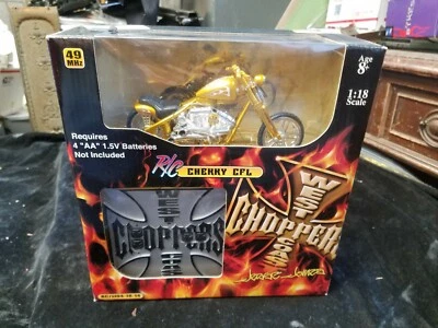 2004 Funline West Coast Choppers 1/18 RC Cherry CFL Jesse James JJ04-18-14 Gold - Image 1 of 4