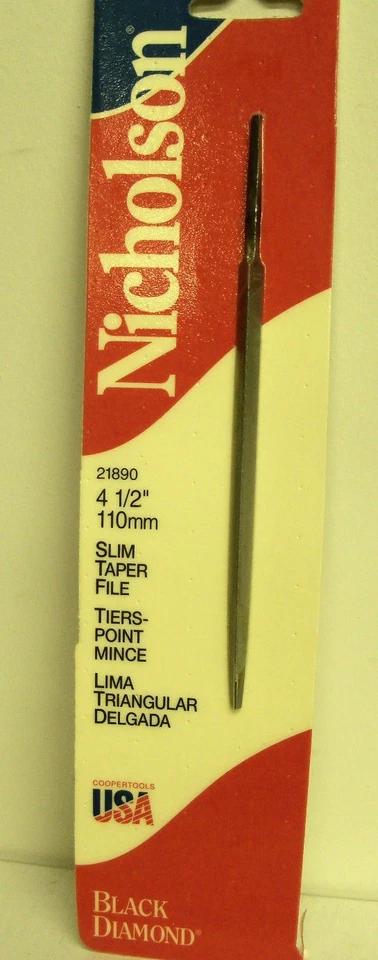 Triângulo de arquivo cônico fino Nicholson 4 1/2" nº 21890 Black Diamond Cooper EUA - Imagem 1 de 4