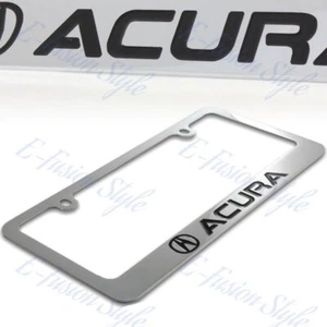 For ACURA Chrome Plated Brass Metal License Plate Frame with Snap Caps AUTHENTIC - Picture 1 of 2