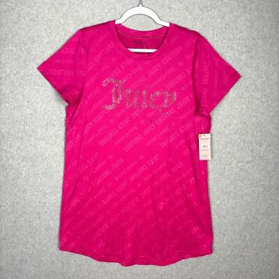 Camisón Juicy Couture para mujer grande rosa camisa para dormir brillante con tachuelas en relieve Y2K Foto 1 de 4