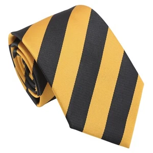 Cravatta uomo stile moderno casual formale righe classiche oro e nero di DQT - Foto 1 di 3