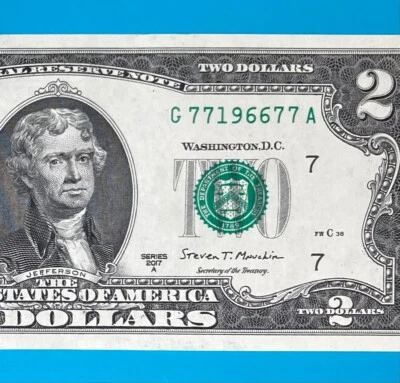 LUCKY Year 1966 (G 77196677 A) $2 Two Dollar Bill 2017A Series *UNC* - Image 1 of 4