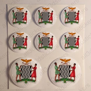 Stickers Zambia Coat of Arms Gel Domed Resin 3D Zambia Vinyl Sticker Decals Moto - Picture 1 of 1