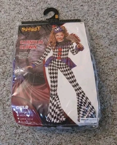 Spirit Halloween Kids Carnival Clown Costume Small 4-6 Jumpsuit Headband Circus - Picture 1 of 11