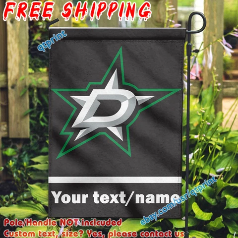Custom Name Text Dallas Stars Garden Flag Double Sided 12x 18" Fans Gift NHL Cover