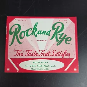 Etichetta vintage originale ROCK and RYE Silver Springs Co. Madison, Wisconsin - Foto 1 di 3