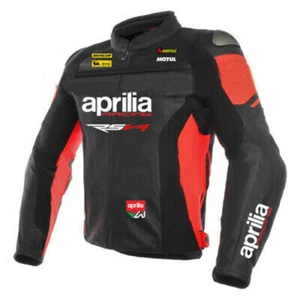 Aprilia Herren Biker Rennen Rüstung Schutz Sport Leder Nachbau Motorrad Jacke - Bild 1 von 4