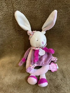 Doudou Et Compagnie Comforter Bunny Rabbit Pink Purple Plush Toy Rattle Pram Toy - Picture 1 of 5