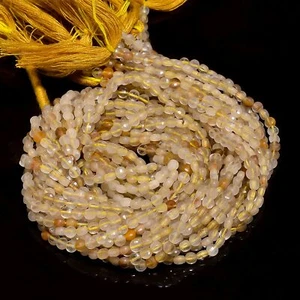 Natural Golden Rutile Quartz Gemstone Coin Faceted Beads 4X4 mm Strand 13" GB179 - Picture 1 of 2