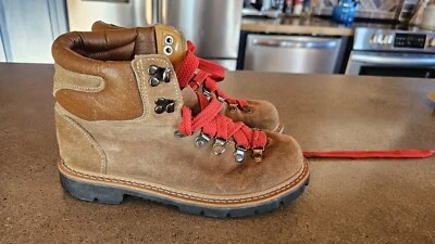 Botas de Senderismo Honchos De Colección Cuero Marrón Años 70 80 Cordones Rojos Para Mujer 5.5 Foto 1 de 4
