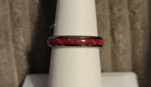 Three Keys Jewelry Red Dyed Wood Silver Tungsten Wedding Bands 4mm - Picture 1 of 3